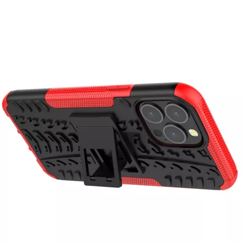 TPU antichoc avec &eacute;tui robuste compatible avec iPhone 13 Pro Max - Rouge et noir