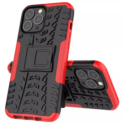 TPU antichoc avec &eacute;tui robuste compatible avec iPhone 13 Pro Max - Rouge et noir