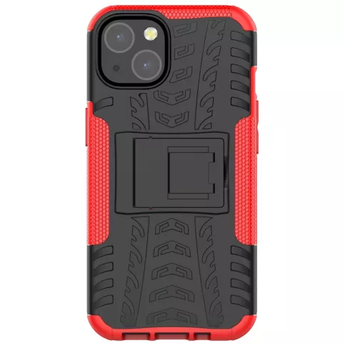 TPU antichoc avec &eacute;tui robuste compatible avec iPhone 13 - Rouge et noir