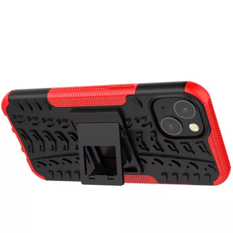 TPU antichoc avec &eacute;tui robuste compatible avec iPhone 13 - Rouge et noir