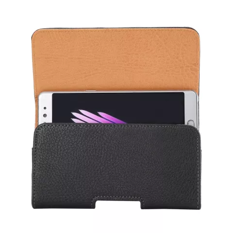&Eacute;tui de t&eacute;l&eacute;phone en similicuir avec clip ceinture pour t&eacute;l&eacute;phone portable avec fixation pour pantalon - noir