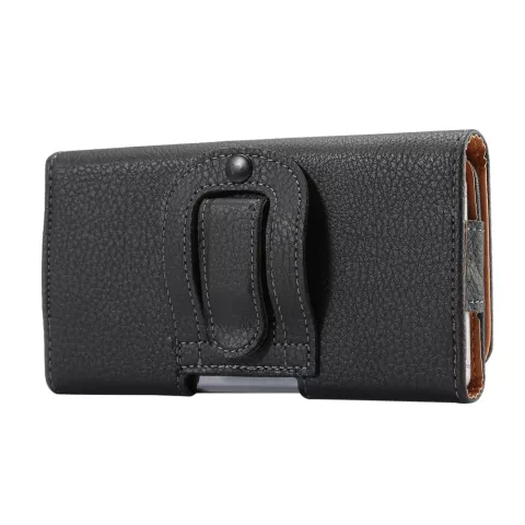 &Eacute;tui de t&eacute;l&eacute;phone en similicuir avec clip ceinture pour t&eacute;l&eacute;phone portable avec fixation pour pantalon - noir