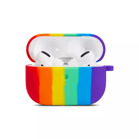 &Eacute;tui arc-en-ciel en silicone Rainbow Pride compatible avec AirPods Pro 1 &amp; 2 - pastel
