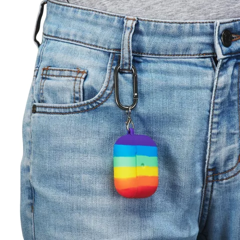 &Eacute;tui arc-en-ciel en silicone Rainbow Pride compatible avec AirPods Pro 1 &amp; 2 - pastel