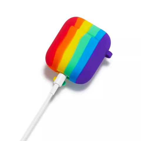 &Eacute;tui arc-en-ciel en silicone Rainbow Pride compatible avec AirPods 1 et 2 - pastel