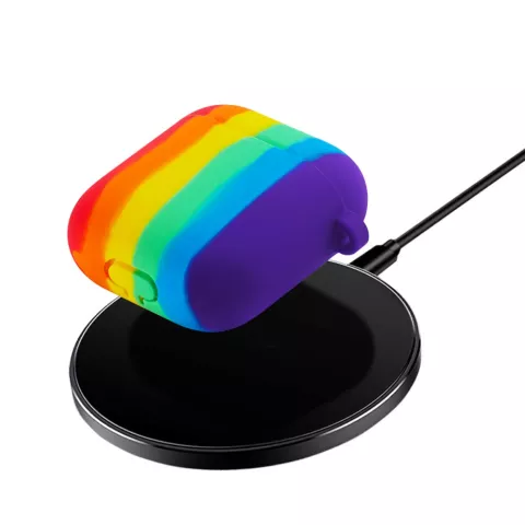 &Eacute;tui arc-en-ciel en silicone Rainbow Pride compatible avec AirPods 1 et 2 - pastel
