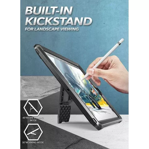 Coque Supcase Unicorn Beetle compatible avec iPad 10.2 (2019 2020 2021) - noire