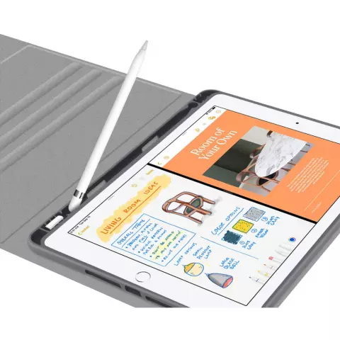 Just in Case Vintage Bluetooth Keyboard QWERTY Housse en cuir artificiel compatible avec iPad 10.2 (2019 2020 2021) - gris