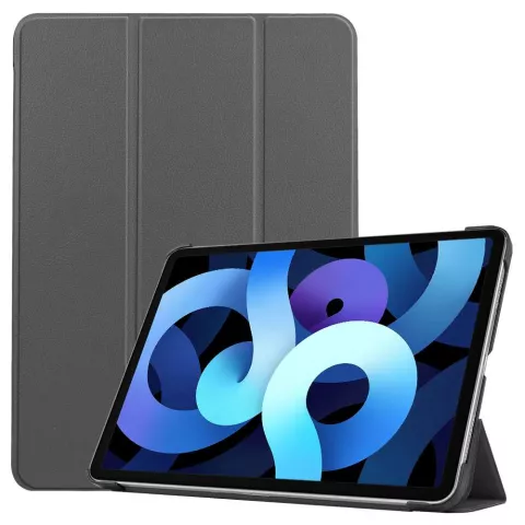 &Eacute;tui en cuir artificiel Just in Case Smart Tri-Fold compatible avec iPad Air 4 10.9 2020 &amp; iPad Air 5 2022 - gris
