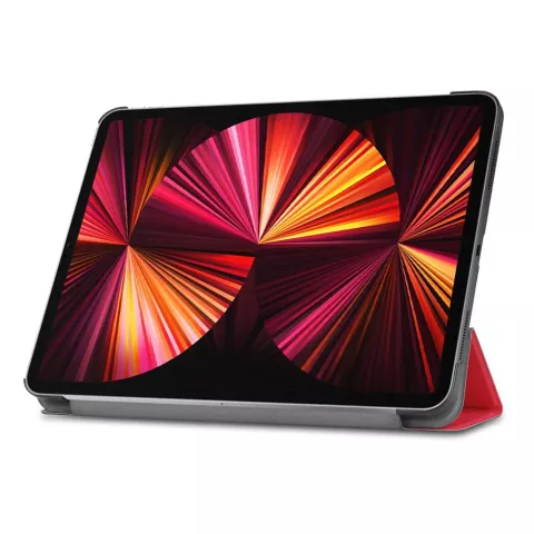 Just in Case Smart Tri-Fold Faux Leather Cover compatible avec iPad Pro 11 (2018 2020 2021 2022) - rouge