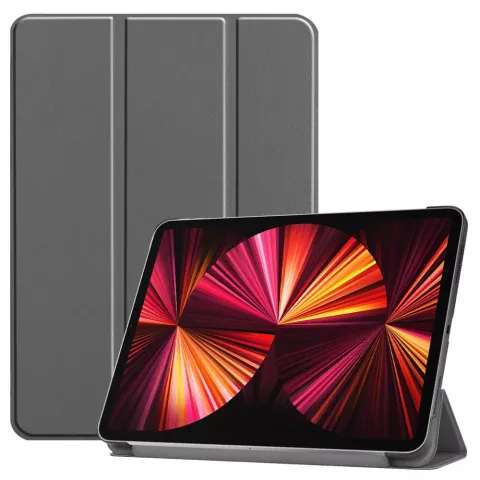 Just in Case Smart Tri-Fold Faux Leather Cover compatible avec iPad Pro 11 (2018 2020 2021 2022) - gris