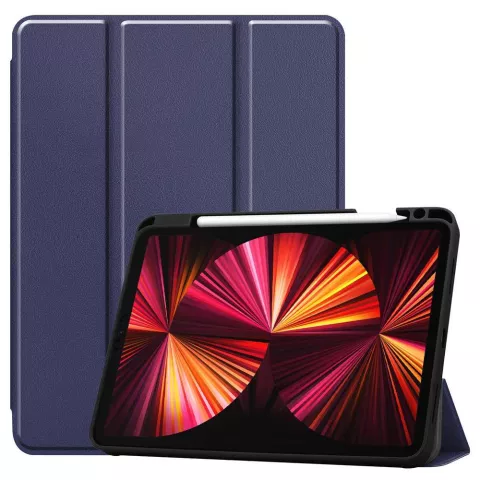 Just in Case Smart Tri-Fold Housse en cuir artificiel compatible avec iPad Pro 11 (2018 2020 2021 2022) - bleu