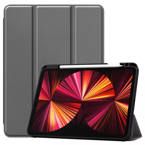 Just in Case Smart Tri-Fold Housse en cuir artificiel compatible avec iPad Pro 11 (2018 2020 2021 2022) - gris