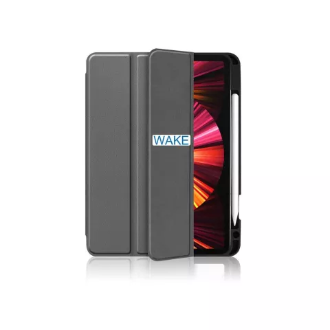 Just in Case Smart Tri-Fold Housse en cuir artificiel compatible avec iPad Pro 11 (2018 2020 2021 2022) - gris