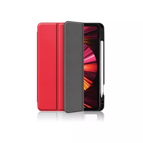 Just in Case Smart Tri-Fold Housse en cuir artificiel compatible avec iPad Pro 11 (2018 2020 2021 2022) - rouge