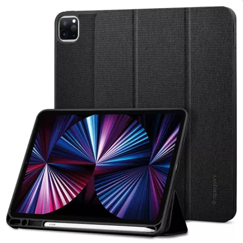 Housse en cuir artificiel Spigen Urban Fit compatible avec iPad Pro 11 (2018 2020 2021 2022) - noir