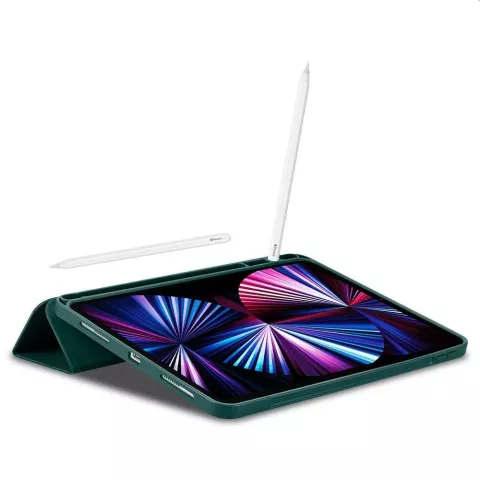 Housse en cuir artificiel Spigen Urban Fit compatible avec iPad Pro 11 (2018 2020 2021 2022) - verte
