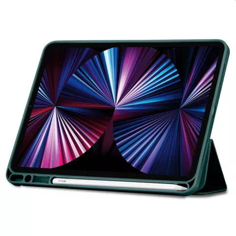 Housse en cuir artificiel Spigen Urban Fit compatible avec iPad Pro 11 (2018 2020 2021 2022) - verte