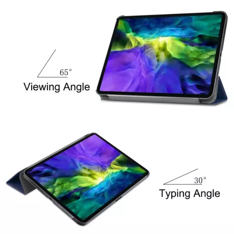 Just in Case Smart Tri-Fold Housse en cuir artificiel compatible avec iPad Pro 12.9 (2020) - bleu