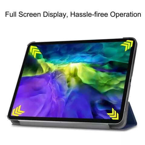 Just in Case Smart Tri-Fold Housse en cuir artificiel compatible avec iPad Pro 12.9 (2020) - bleu