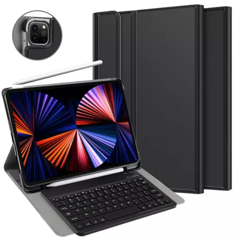 Just in Case Slimline Bluetooth Keyboard AZERTY Housse en cuir artificiel compatible avec iPad Pro 12.9 (2020) - noir