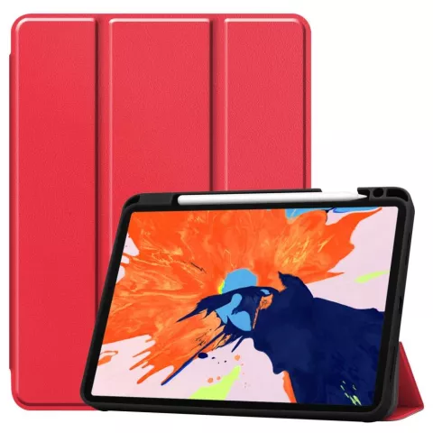 Just in Case Smart Tri-Fold Housse en cuir artificiel compatible avec iPad Pro 12.9 (2020) - rouge
