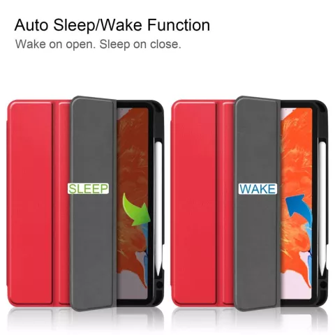 Just in Case Smart Tri-Fold Housse en cuir artificiel compatible avec iPad Pro 12.9 (2020) - rouge
