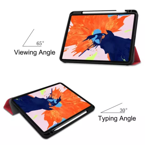 Just in Case Smart Tri-Fold Housse en cuir artificiel compatible avec iPad Pro 12.9 (2020) - rouge