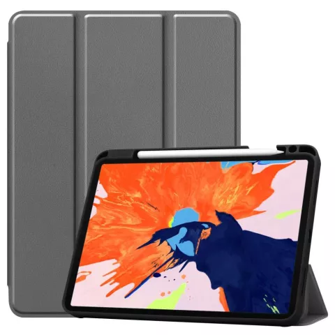 Just in Case Smart Tri-Fold Housse en cuir artificiel compatible avec iPad Pro 12.9 (2020) - gris