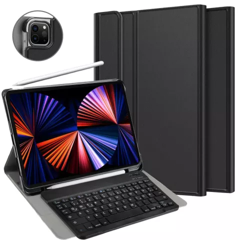 Just in Case Slimline Bluetooth QWERTZ Keyboard Housse en cuir artificiel compatible avec iPad Pro 12.9 (2020) - noir