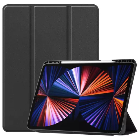 &Eacute;tui en cuir artificiel Just in Case Smart Tri-Fold compatible avec iPad Pro 12.9 (2021 2022) - noir