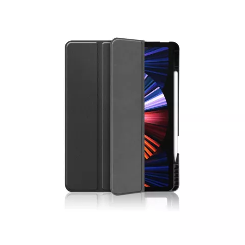 &Eacute;tui en cuir artificiel Just in Case Smart Tri-Fold compatible avec iPad Pro 12.9 (2021 2022) - noir