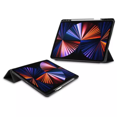 &Eacute;tui en cuir artificiel Just in Case Smart Tri-Fold compatible avec iPad Pro 12.9 (2021 2022) - noir