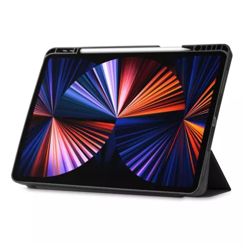 &Eacute;tui en cuir artificiel Just in Case Smart Tri-Fold compatible avec iPad Pro 12.9 (2021 2022) - noir