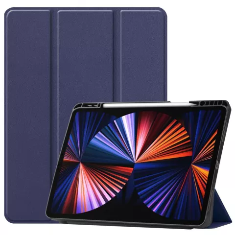 &Eacute;tui en cuir artificiel Just in Case Smart Tri-Fold compatible avec iPad Pro 12.9 (2021 2022) - bleu