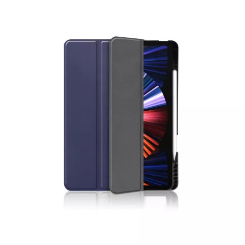 &Eacute;tui en cuir artificiel Just in Case Smart Tri-Fold compatible avec iPad Pro 12.9 (2021 2022) - bleu