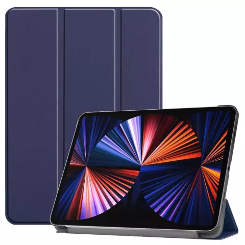 Just in Case Smart Tri-Fold Housse en cuir artificiel compatible avec iPad Pro 12.9 (2021 2022) - bleu
