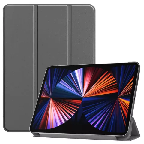 Just in Case Smart Tri-Fold Housse en cuir artificiel compatible avec iPad Pro 12.9 (2021 2022) - gris