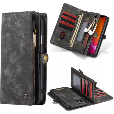 &Eacute;tui en cuir fendu Caseme Retro Wallet pour iPhone 11 - noir