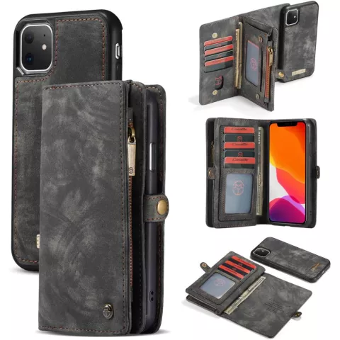 Caseme Retro Wallet &eacute;tui en cro&ucirc;te de cuir compatible avec iPhone 11 - noir