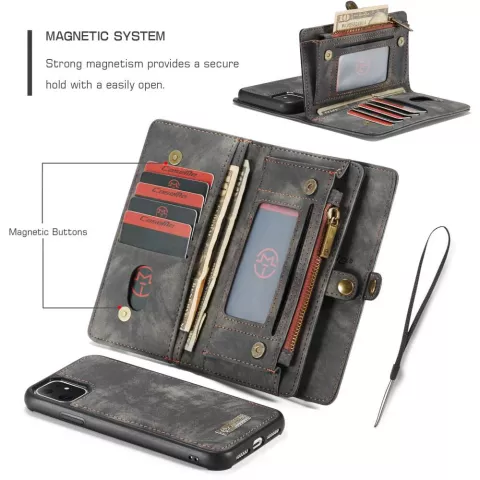 Caseme Retro Wallet &eacute;tui en cro&ucirc;te de cuir compatible avec iPhone 11 - noir