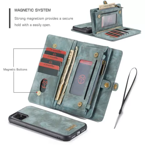 Caseme Retro Wallet &eacute;tui en cro&ucirc;te de cuir compatible avec iPhone 11 - bleu