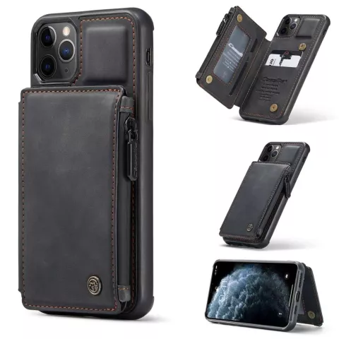 Caseme Back Cover Wallet Etui en similicuir pour iPhone 11 Pro - Noir