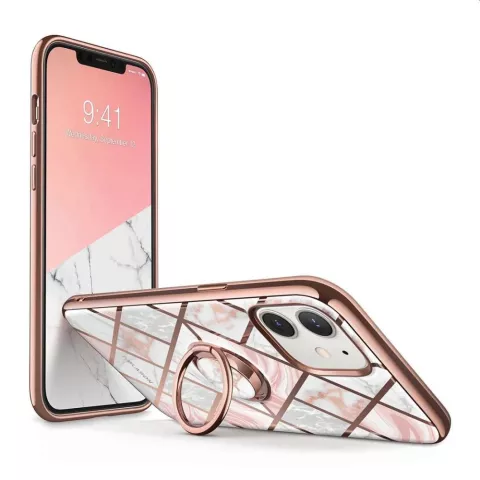 Supcase Cosmo Coque en marbre PC et TPU compatible avec iPhone 12 mini - rose