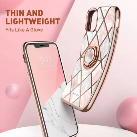 Supcase Cosmo Coque en marbre PC et TPU compatible avec iPhone 12 mini - rose
