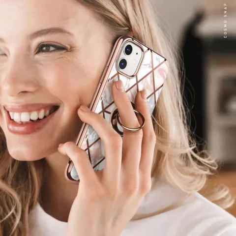Supcase Cosmo Coque en marbre PC et TPU compatible avec iPhone 12 mini - rose