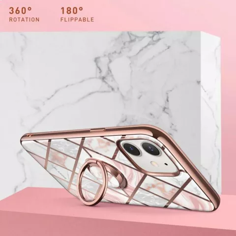 Coque Supcase Cosmo PC et TPU Marble pour iPhone 12 mini - Rose