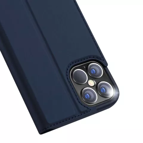 &Eacute;tui portefeuille en similicuir DUX DUCIS Slimline pour iPhone 12 Pro Max - Bleu