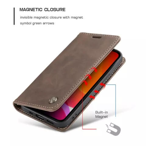 &Eacute;tui portefeuille en similicuir Caseme Slim Retro Wallet pour iPhone 12 Pro Max - Marron
