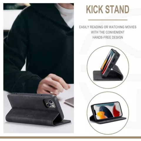Caseme Slim Retro Wallet &eacute;tui en cuir artificiel compatible avec iPhone 13 - noir